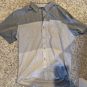 Travis Matthew Gray and Blue Colorblock button up short sleeve Shirt